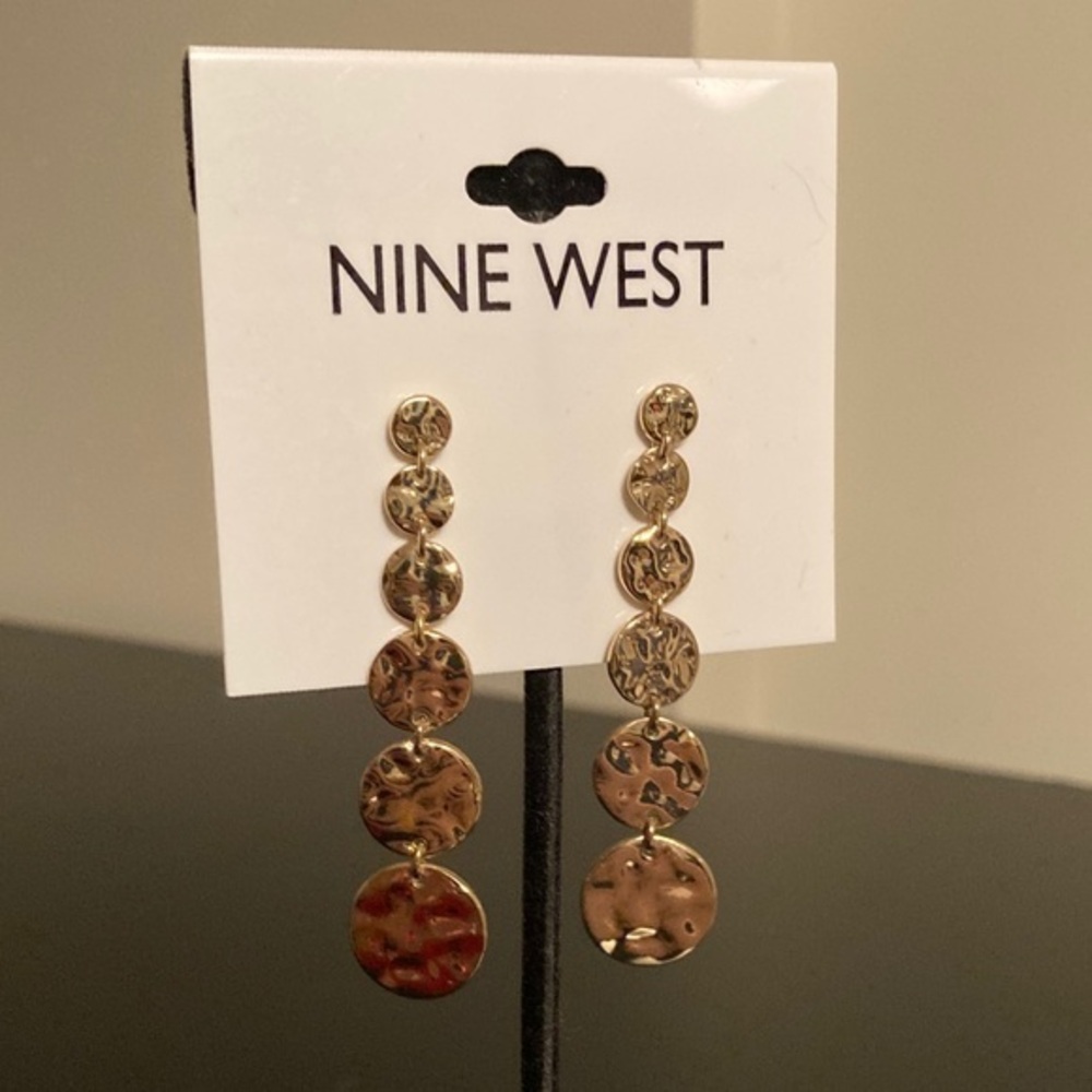 Nine West Gold Textured Disc Earrings